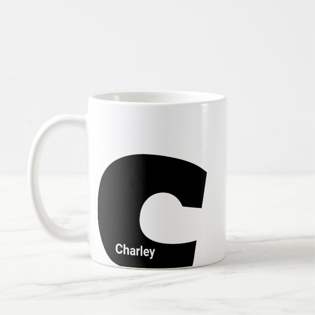 Custom mug monogram initial letter modern minimal kaffemugg (Vänster)