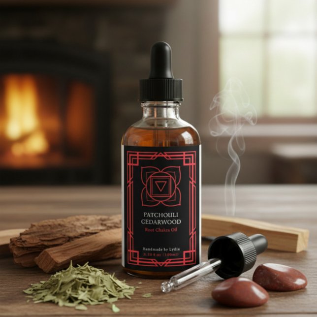 Custom Muladhara Root Chakra Essential Oil Label Vinetikett (Skapare uppladdad)