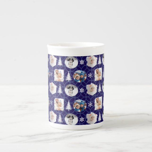 Custom Multi Photo Collage Dark Blue Christmas Benporslin Mugg (Framsidan)