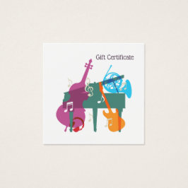 Custom Music Lessons Gift Certificate Fyrkantigt Visitkort