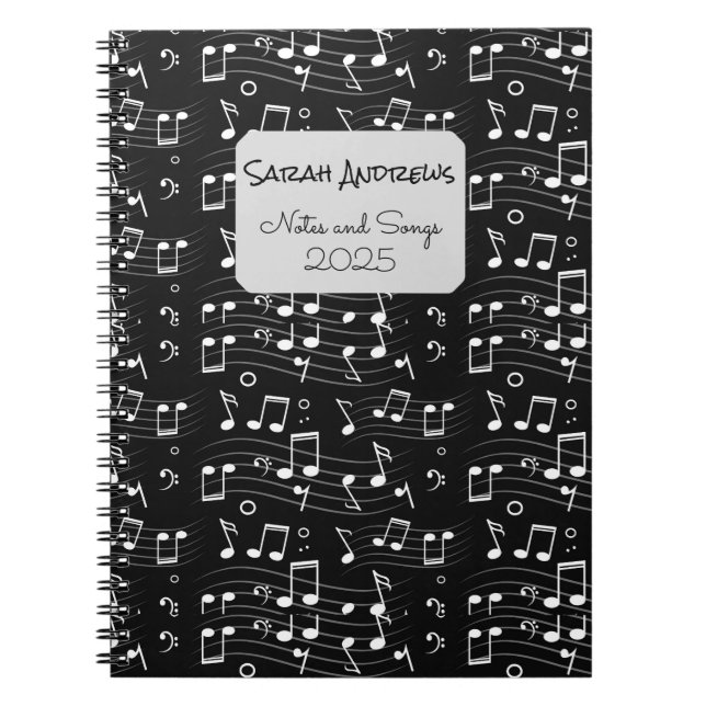 Custom Music Notes Pattern Anteckningsbok (Framsidan)