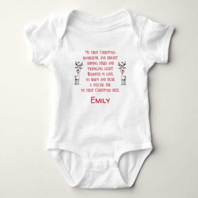 Custom My 1st Christmas Poem, Baby Gift Idea,   T Shirt (Framsida)