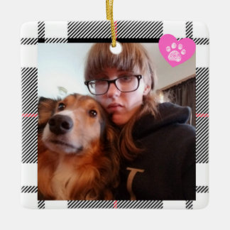 Custom My Bestie has Four Paws Chirstmas  Julgransprydnad Keramik