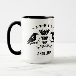 Custom Mystical Celestial Moth & Crows Goth Witchy Mugg