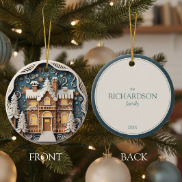Custom Name 3D Gingerbread House Christmas Julgransprydnad Keramik