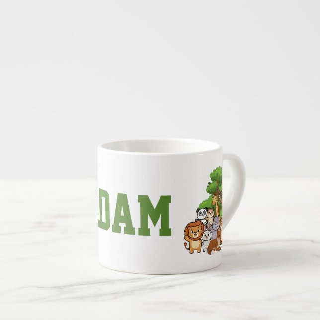 Custom Name Adam Safari Animals Espresso Mug Espressomugg (Framsida höger)