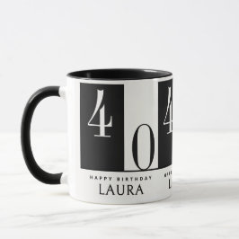 Custom Name & Age Black and White Birthday Mugg