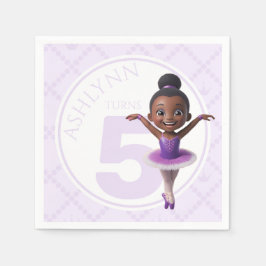 Custom Name & Age Purple Ballerina Kids Birthday Pappersservett