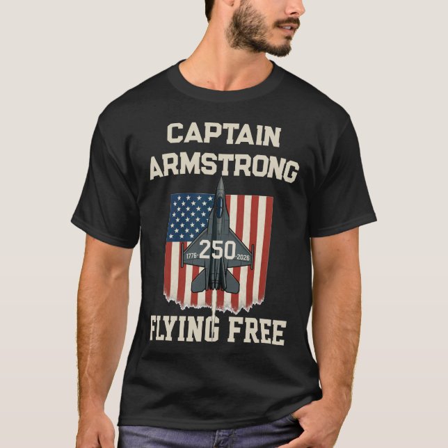 Custom Name America 250 Jet Fighter T-Shirt - USA  (Framsida)
