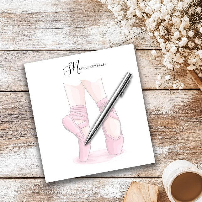Custom Name and Initials Ballet Pointe Notepad Anteckningsblock (Skapare uppladdad)