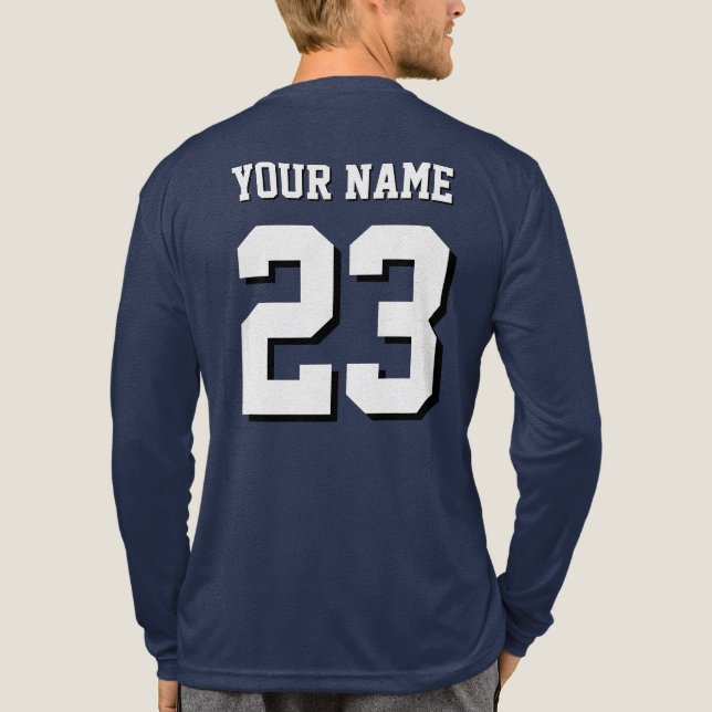 Custom Name and Number Jersey Sports T Shirt (Baksida)