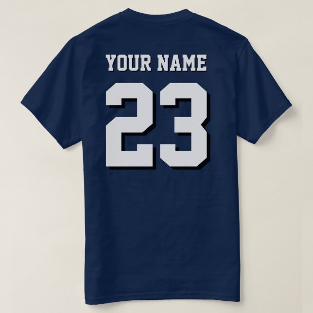 Custom Name and Number Jersey Sports T Shirt (Design baksida)