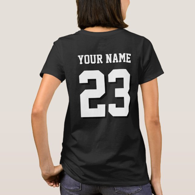 Custom Name and Number Jersey Sports T Shirt (Baksida)