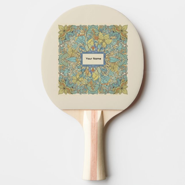 Custom Name Artistic Zentangle Ping Pong Paddle Pingisracket (Framsidan)