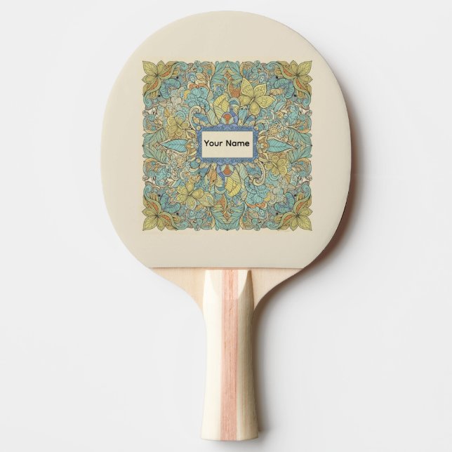 Custom Name Artistic Zentangle Ping Pong Paddle Pingisracket (Framsidan)