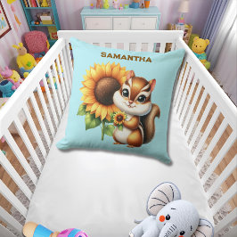 Custom Name Autumn Chipmunk Pillow Kudde