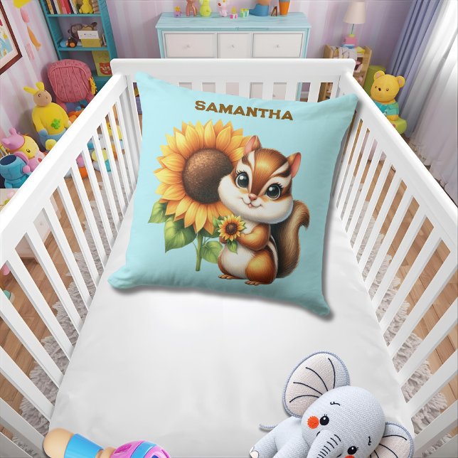  Custom Name Autumn Chipmunk Pillow  Kudde (Skapare uppladdad)