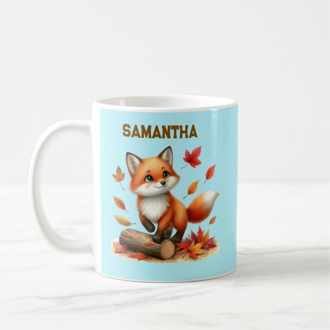  Custom Name Autumn Fox Cup  Kaffemugg (Vänster)