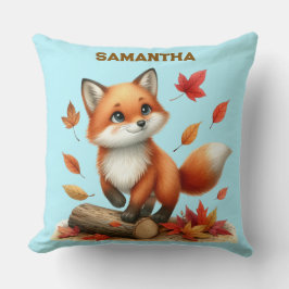 Custom Name Autumn Fox Pillow Kudde