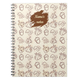 Custom Name Autumn Pattern Spiral Notebook Anteckningsbok