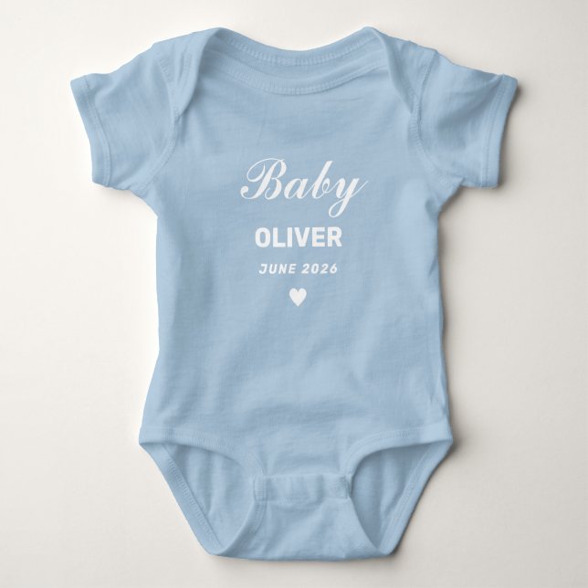 Custom Name Baby Bodysuit, Personalized Pregnancy  T Shirt (Framsida)