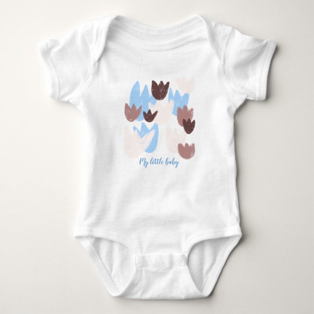 Custom name baby boy spring floral  t shirt (Framsida)