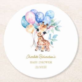 Custom Name Baby Giraffe Baby Shower Underlägg Papper Rund