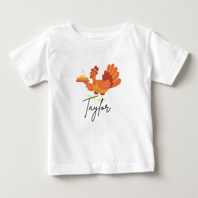 Custom Name Baby Thanksgiving Shirt  T (Framsida)