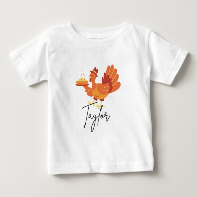 Custom Name Baby Thanksgiving Shirt  T Shirt (Framsida)