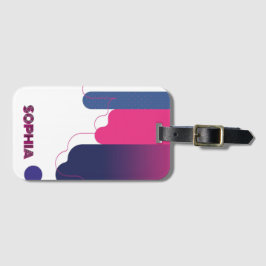 custom name BAUHAUS PINK WHITE DOTS PURPLE  Bagagebricka