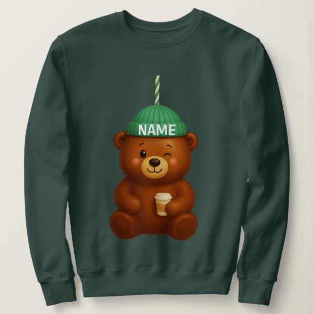Custom Name Bearista | Personalized Barista Bear | T Shirt (Design framsida)