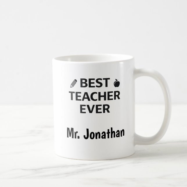 Custom Name Best Teacher Ever Coffee Mug Gift Kaffemugg (Höger)