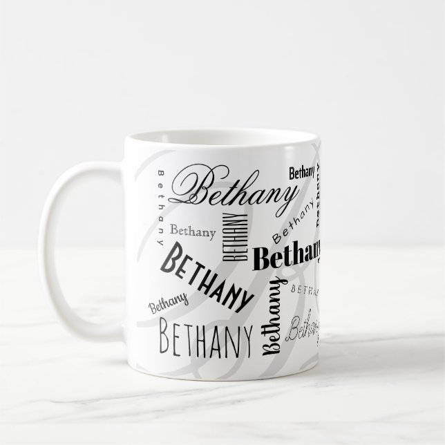 Custom Name Bethany Black White Coffee Mug Kaffemugg (Vänster)