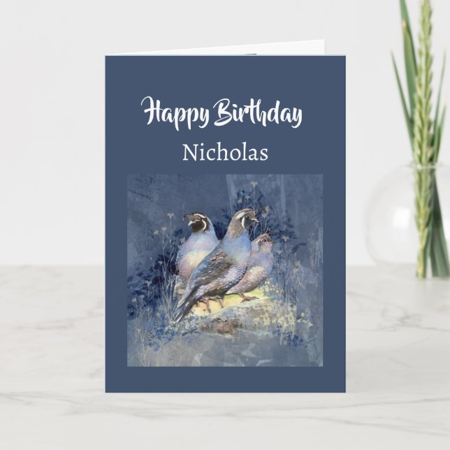 Custom Name Birthday California Quail Bird Helgkort (Framsida)