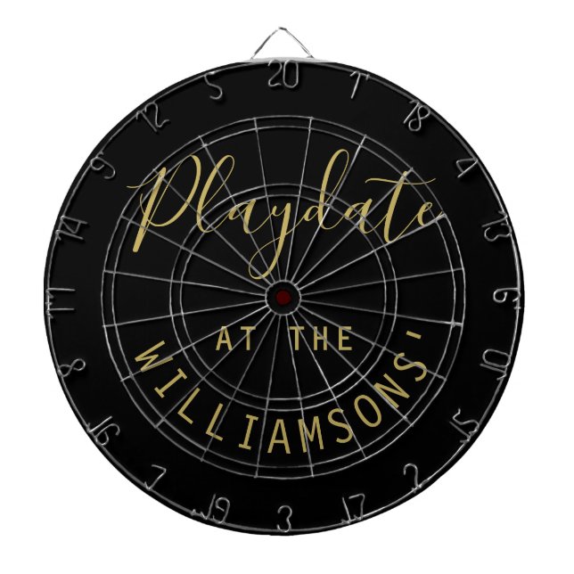 Custom Name Black Gold Playdate Script Minimalist  Darttavla (Framsidan)