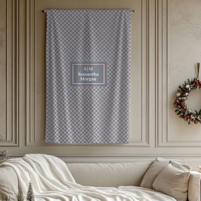 Custom Name Blanket Chic Coral Grey Elegant Fleecefilt (Custom Name Blanket Chic Coral Grey Elegant)
