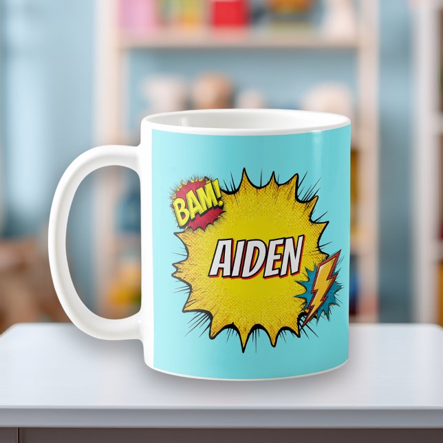 Custom Name Boys Superhero Mug Personalised Kaffemugg (Skapare uppladdad)