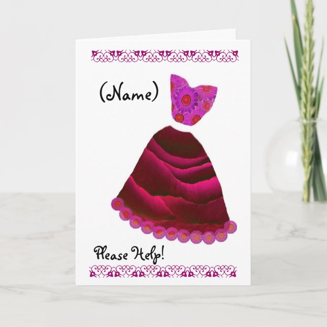 CUSTOM NAME Bridesmaid MAGENTA & RUBY RED Gown Inbjudan (Framsida)