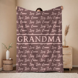 Custom Name Brown Blanket Gift for Mama & Grandma Fleecefilt