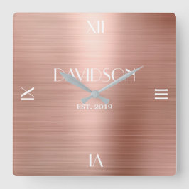 Custom Name Brushed Metal Personalized Acrylic Fyrkantig Klocka