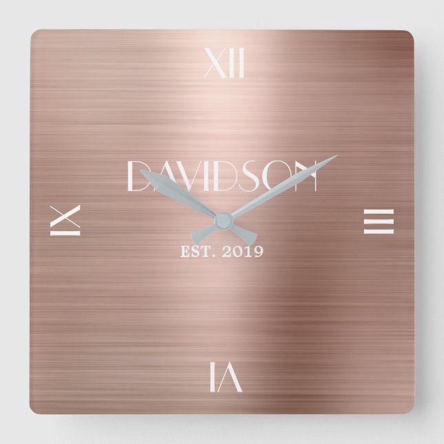 Custom Name Brushed Metal Personalized Acrylic Fyrkantig Klocka (Framsida)