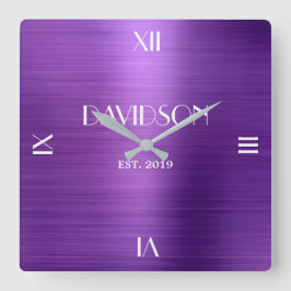 Custom Name Brushed Metal Personalized Acrylic Fyrkantig Klocka