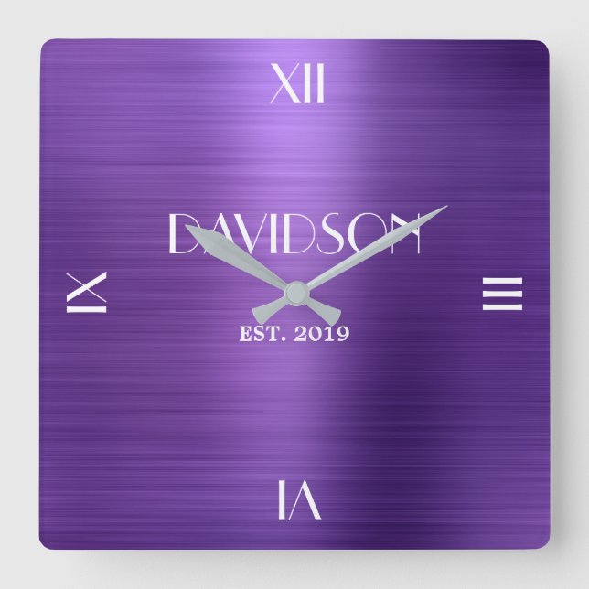 Custom Name Brushed Metal Personalized Acrylic Fyrkantig Klocka (Framsida)