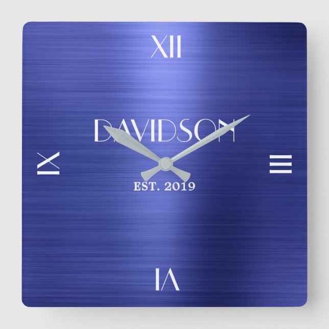 Custom Name Brushed Metal Personalized Acrylic Fyrkantig Klocka (Framsida)