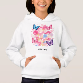 Custom Name Butterfly & Flower Kids Hoodie T Shirt