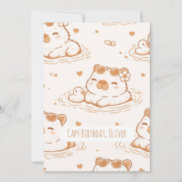 Custom Name Capybara Birthday Flat Greeting Card Kort