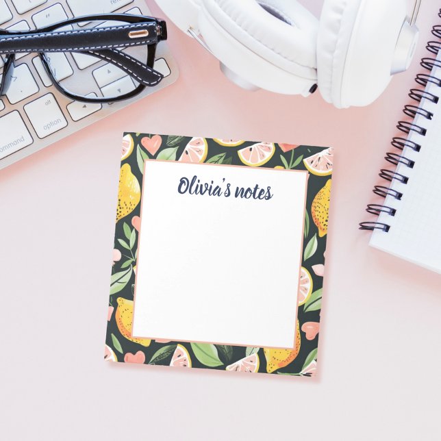 Custom Name Chic Lemon Citrus Fruits Post-it Block (Skapare uppladdad)