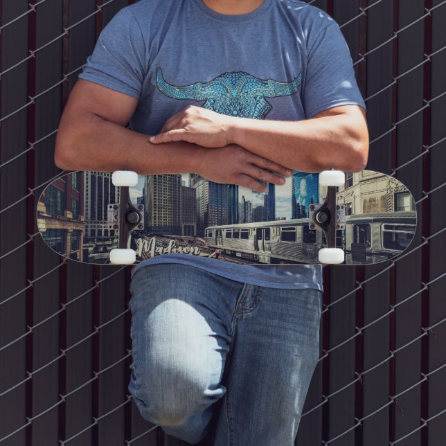 Custom Name Chicago USA Mini Skateboard Bräda 18,5 Cm (Utomhus 3)