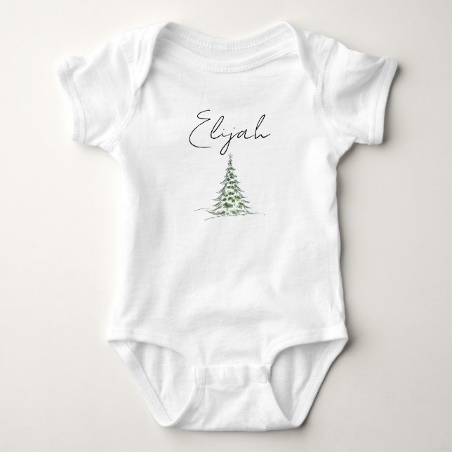 Custom Name Christmas Baby Romper 1st Xmas Elijah T Shirt (Framsida)
