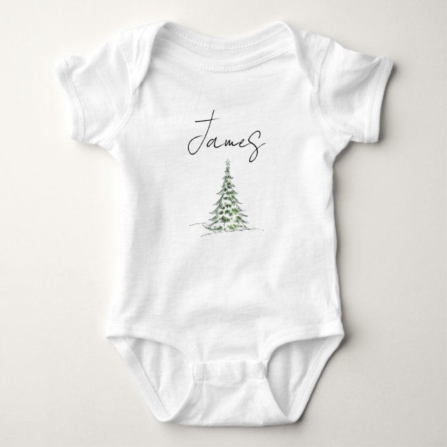 Custom Name Christmas Baby Romper First Xmas James T Shirt (Framsida)